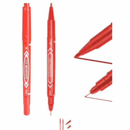 Marker permanentny dwustronny: czerwony