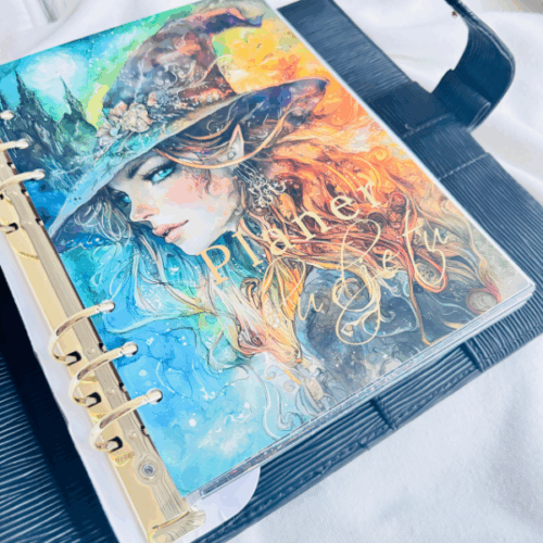 Planer budżetu z motywem wiedźmy, organizer finansowy niedatowany, wkład do segregatora