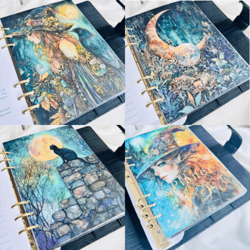 Przekładki do planera a5 z motywem wiedźmy