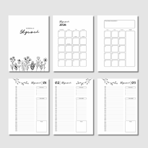 Kalendarz, planer dzienny na 2026