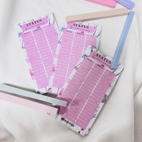 Jednorazowe statusy finansowe na bloczku, Róż [Kolekcja Wildflower]