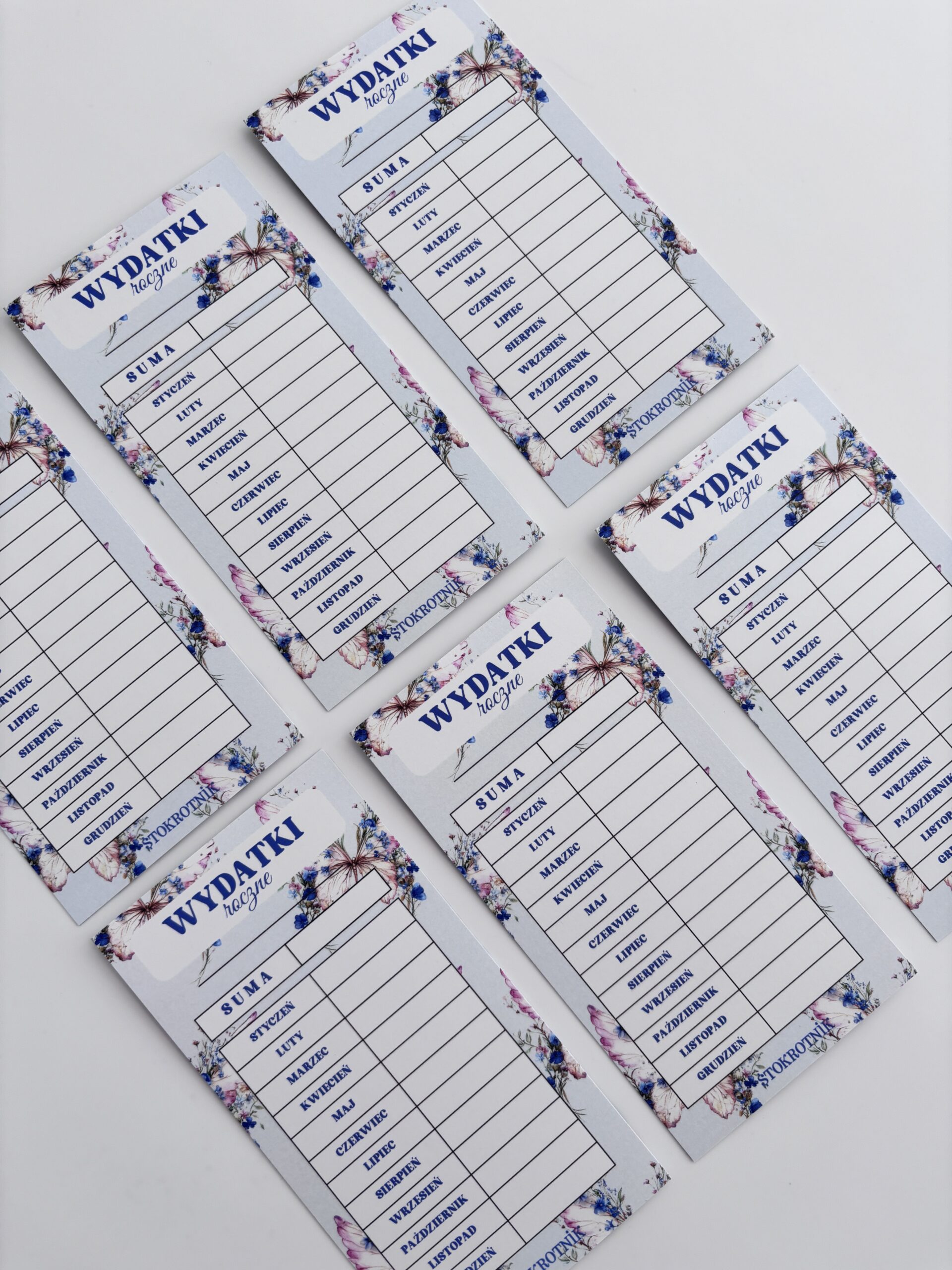Wydatki roczne Błękit, Edycja Motyle (zestaw 5 sztuk)